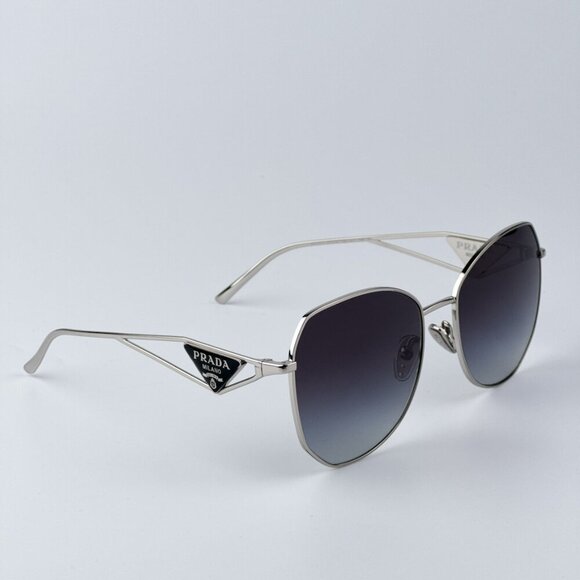 Prada Women BRAND NEW Sunglasses Silver Grey Gradient Geometric PR57YS 1BC5D1 - Picture 6 of 11